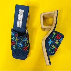 90s vintage Andre Assous square toe wooden heels